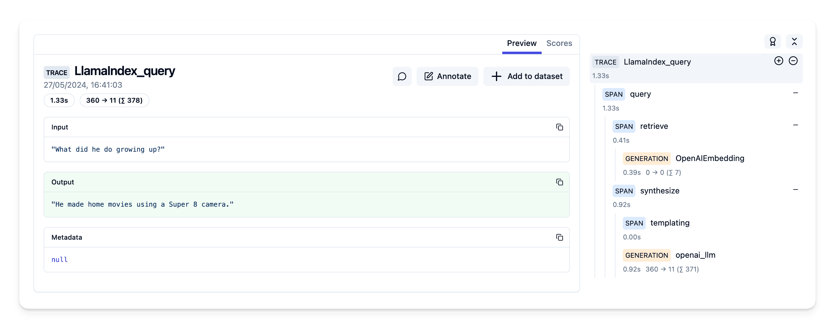 Example traces in Langfuse